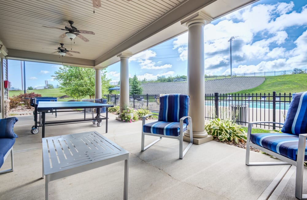 Outdoor lounge at Preserve at Autumn Ridge in Watertown, New York.