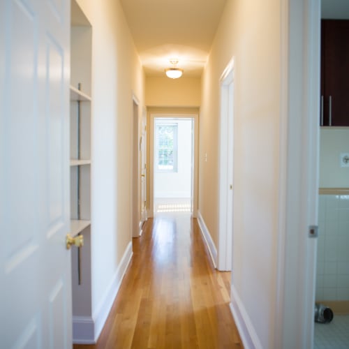 A hallway in a home at Perry Circle Apartments in Annapolis, Maryland