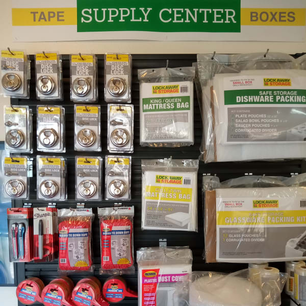 Packing supplies at Lockaway Storage in San Antonio, Texas