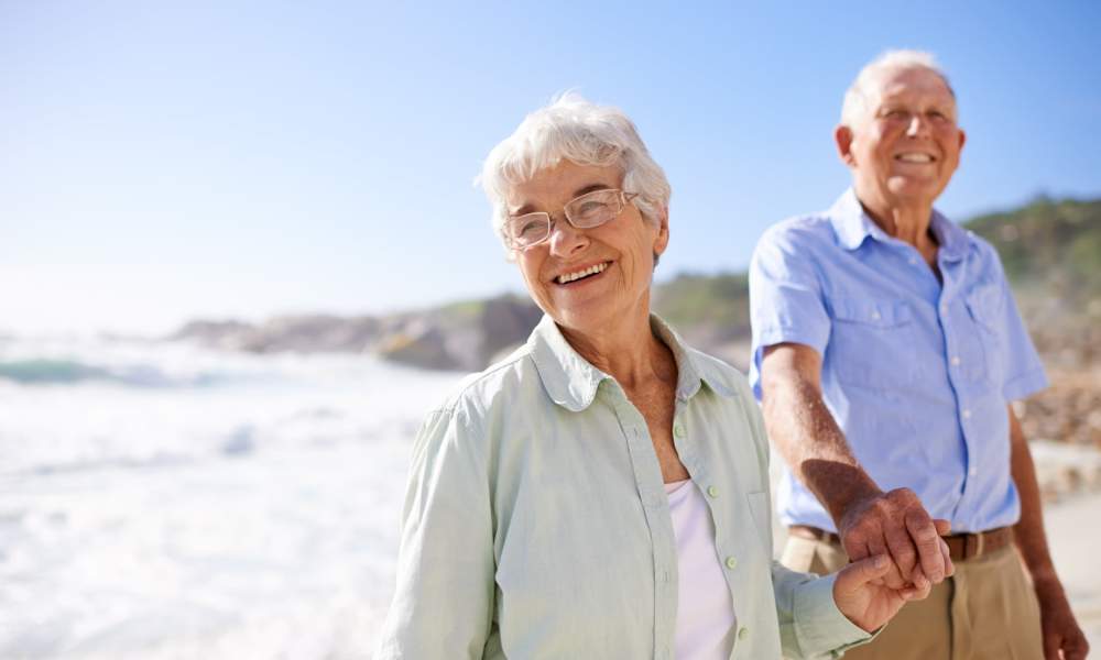 Residents walking the beach at Clearwater at The Heights in Houston, Texas