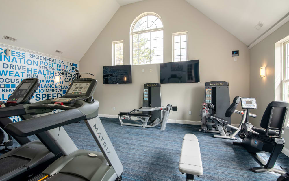 Well-equipped fitness center with cardio equipment at Abrams Run Apartment Homes in King of Prussia, Pennsylvania