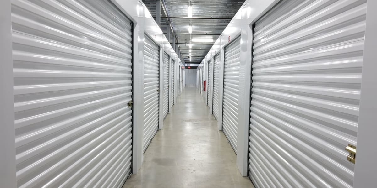 A row of storage units at Avid Storage in Destin, Florida