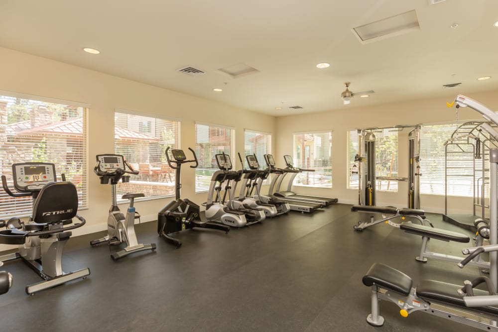 Large resident fitness room at Mountain Trail in Flagstaff, Arizona