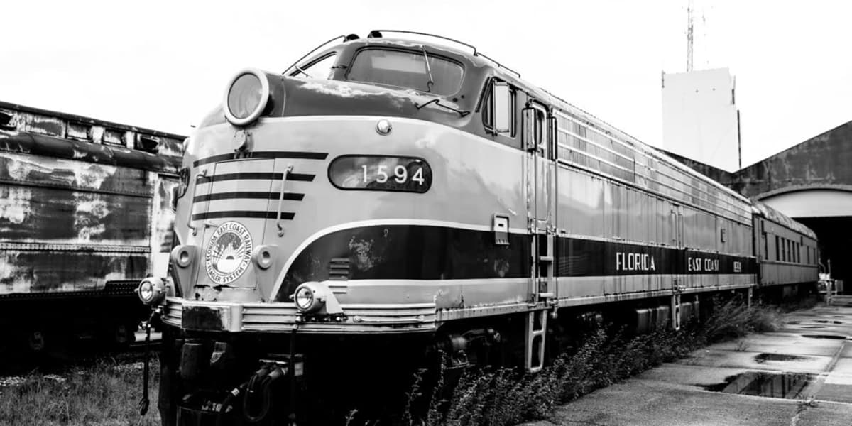 Old train near Yard 8 Midtown in Miami, Florida