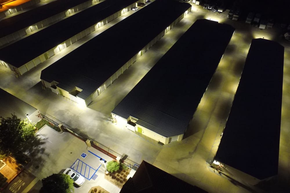 Night Time Aerial View of Chaparral Self Storage in Temecula, California