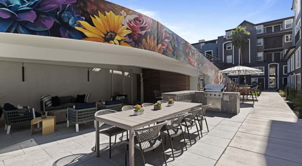Outdoor patio at One55 Lofts in San Rafael, California