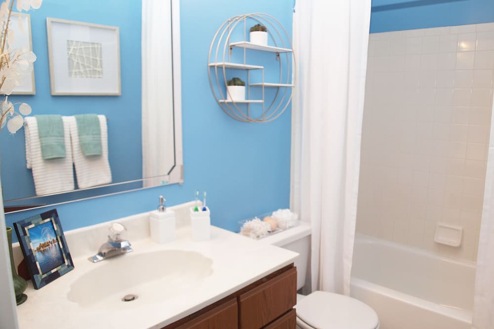 Bathroom featuring a shower and bathtub at Fox Chase South in Southgate, Kentucky