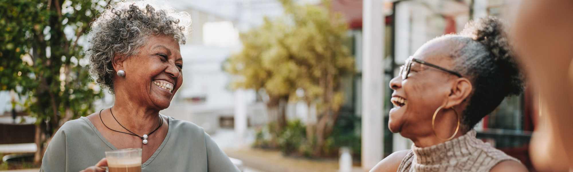 Resident friends eating at The Barclay at ParkSquare in Aventura, Florida