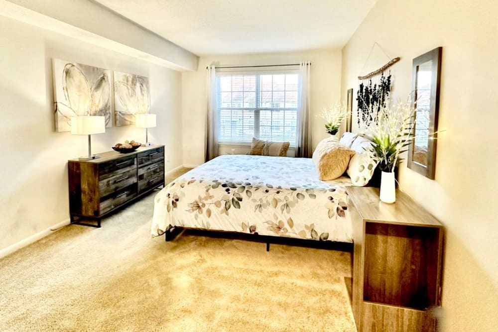 Large bedroom with oversized windows