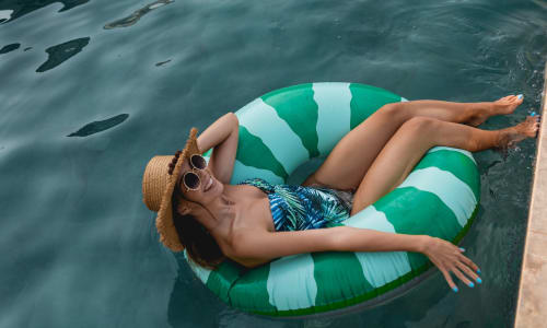 Floating in the pool at North Main in Walnut Creek, California