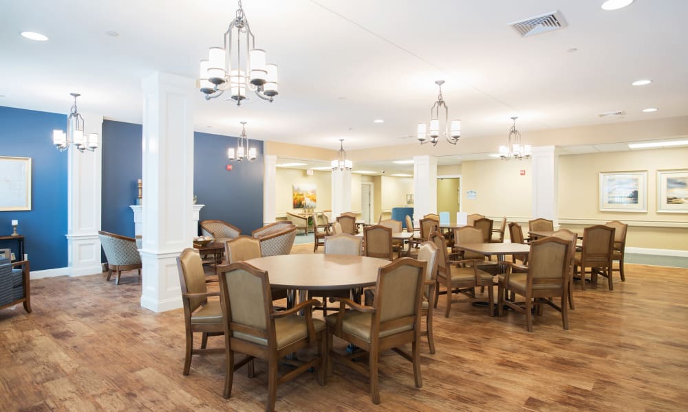 Dining room table set for a feast at Keystone Place at Newbury Brook in Torrington, Connecticut