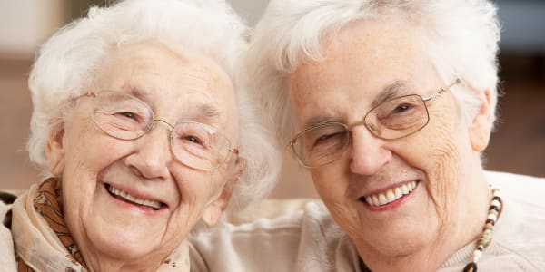 Two smiling residents at Montello Care Center in Montello, Wisconsin