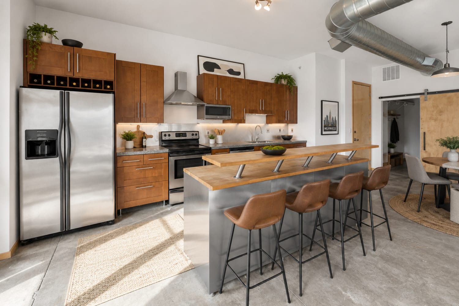Stylish kitchen at Ingersoll Square in Des Moines, Iowa