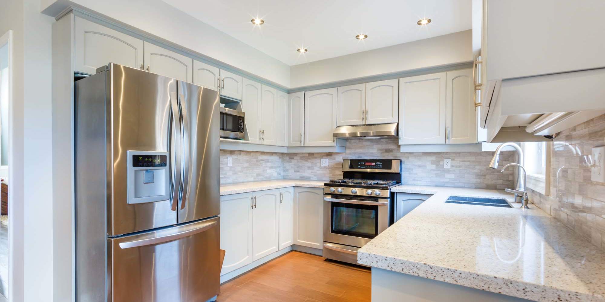Kitchen with wooden flooring at at The Gatehouse in Bethlehem, Pennsylvania