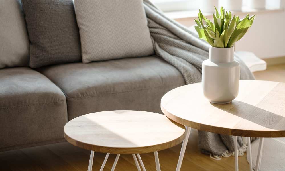 Living sofa with coffee table at Williston Pointe in Gainesville, Florida