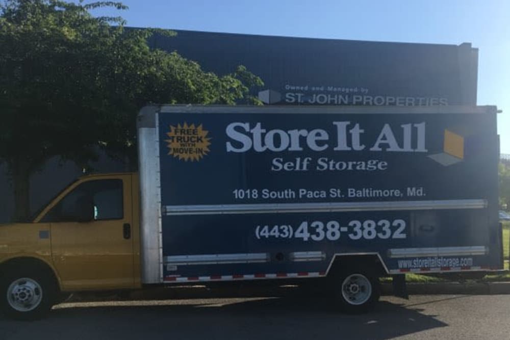 Free moving truck offered from Store It All Self Storage - Baltimore in Baltimore, Maryland