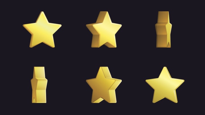 Sprite sheet effect animation of a spinning golden star.
