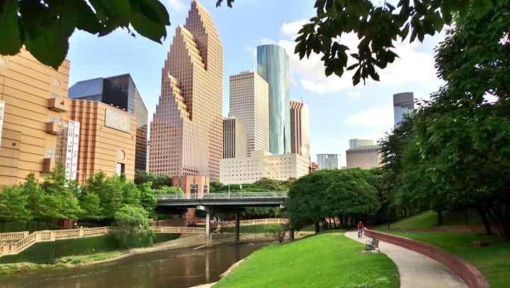 Wide shot of Houston