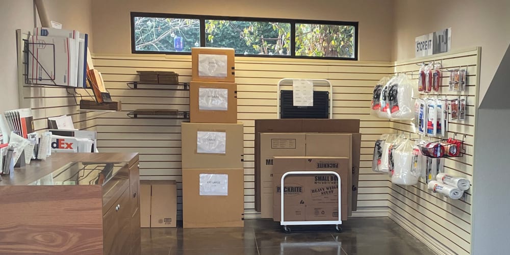 A selection of packing supplies available at The Storage Place in Mesquite, Texas