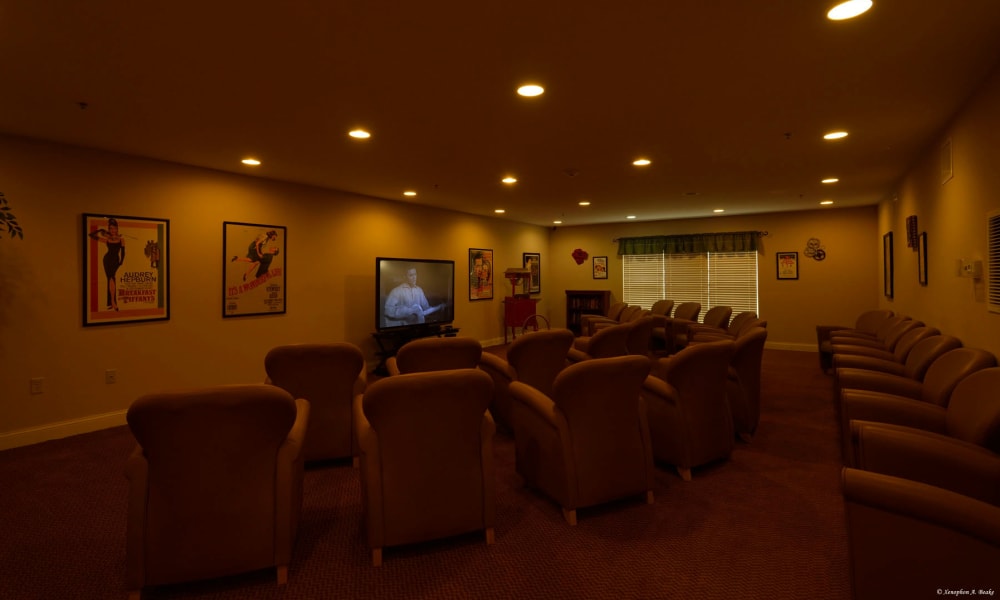 The indoor movie theater at Keystone Commons in Ludlow, Massachusetts
