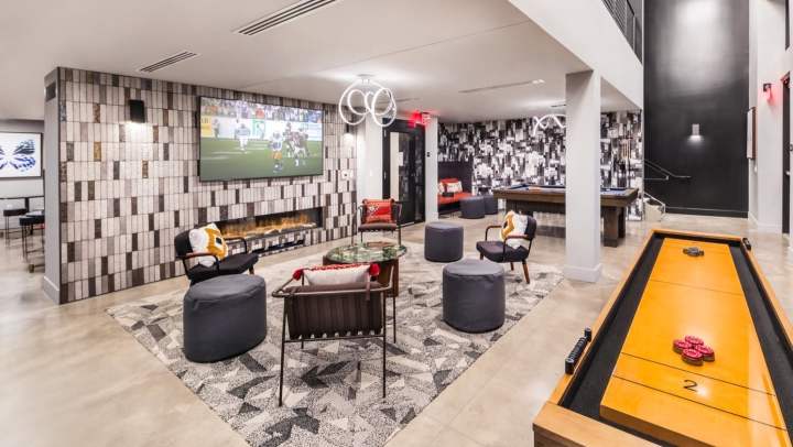 Basecamp clubhouse seating and entertainment area