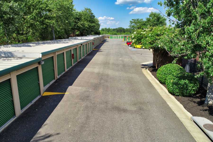 A locked outdoor unit at Falmouth Self Storage in Fredericksburg, Virginia