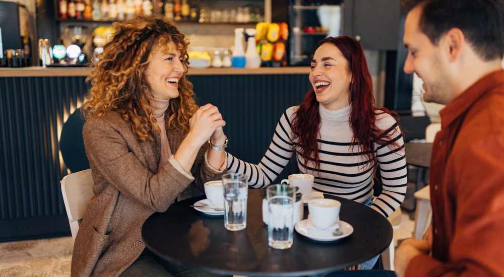 Resident friends in a cafe near The Summit At Old Trail in Crozet, Virginia
