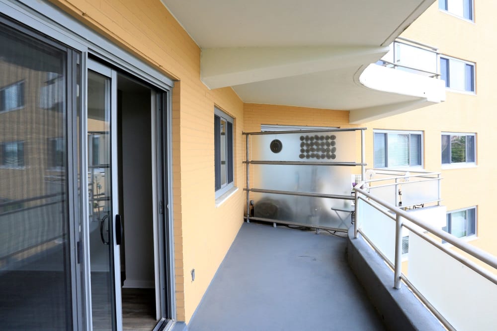 Private balcony outside of your apartment living room at Pembroke Towers in Norfolk, Virginia