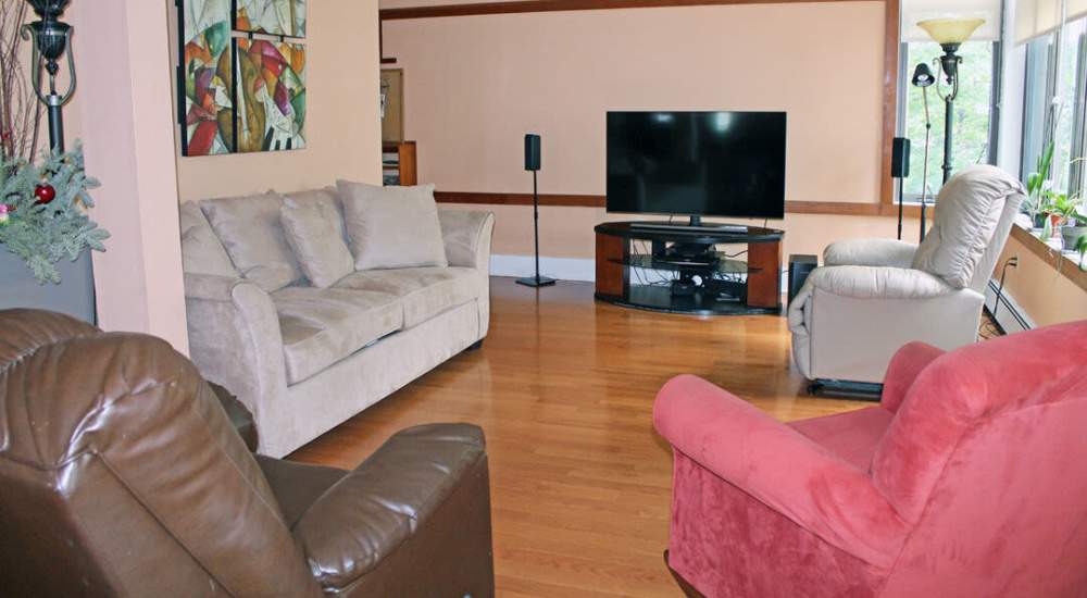 Living room at Angela Westover House in Jamaica Plain, Massachusetts
