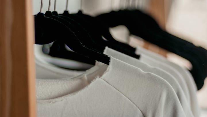 close-up of clothing hanging