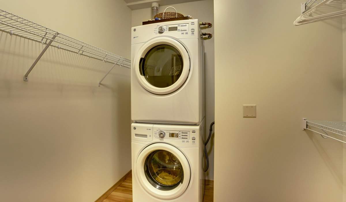 washer and dryer in model apartment at NoLo in Minneapolis, Minnesota