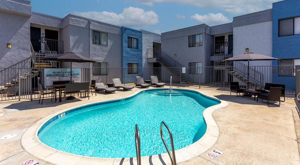 Swimming pool at Bridgeview Apartments in San Diego, California