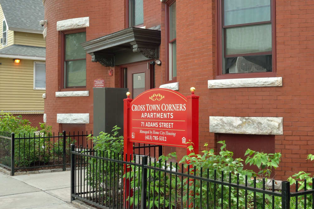 Sign board at Cross Town Corners in Springfield, Massachusetts