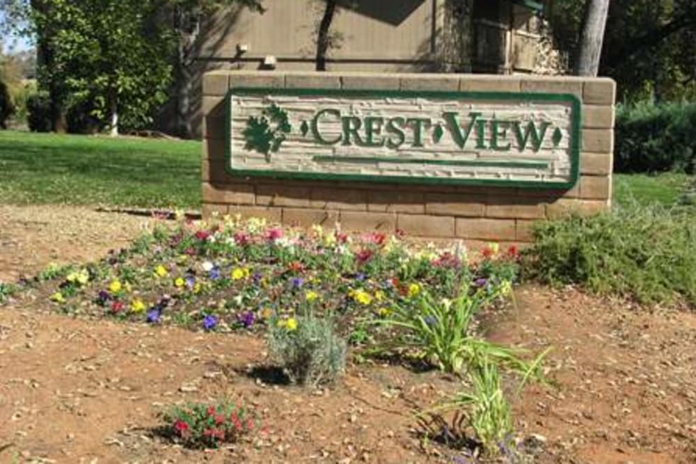 Front sign at Crestview Apartments in Auburn, California