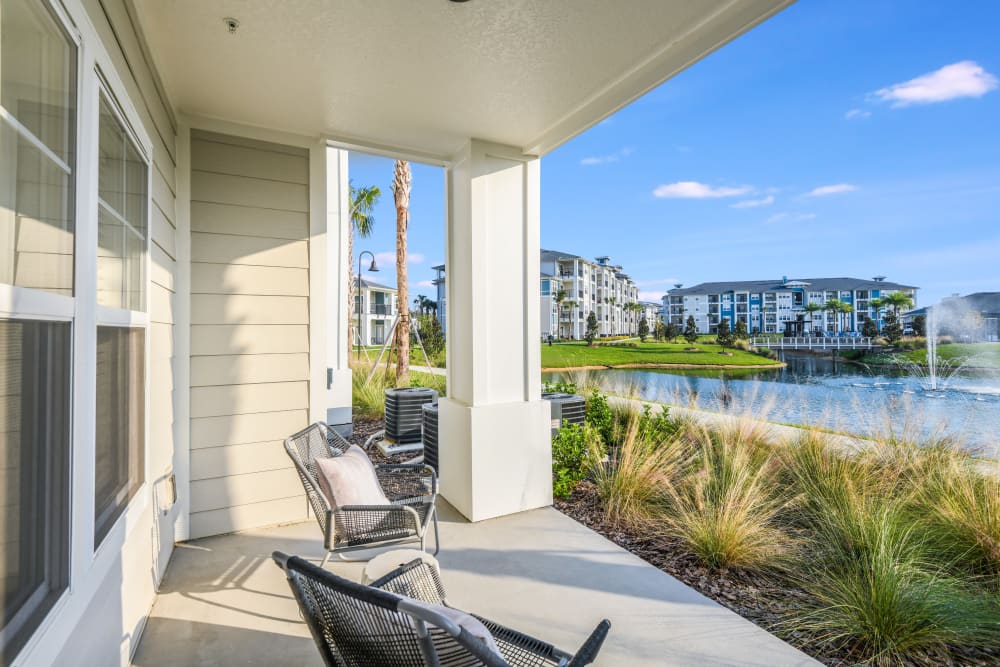 Private balcony for an apartment at Champions Vue Apartments in Davenport, Florida