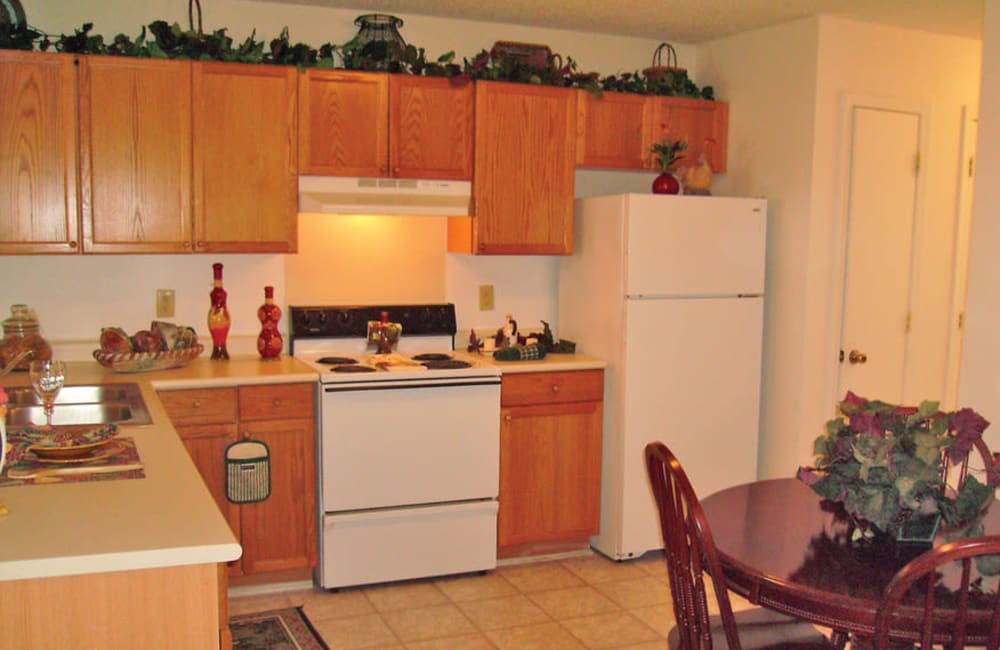 Kitchen with plenty of cabinet space at Station 153 Apartment Homes in Anderson, South Carolina