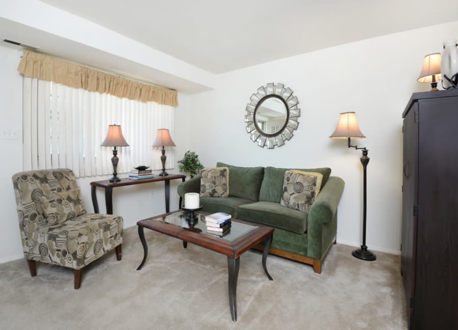 Bright living room at The Orchards at Severn in Severn, Maryland