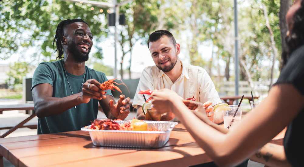 Residents out for seafood near Tristan Townhomes in Garden City, Georgia