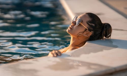 Relaxing in the pool at Amador Heights in Concord, California