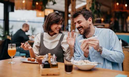 Residents having delicious food at a restaurant near Blanton Commons in Beaverton, Oregon