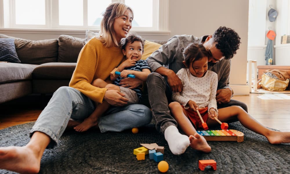 Family in their home at Castilian in Concord, California