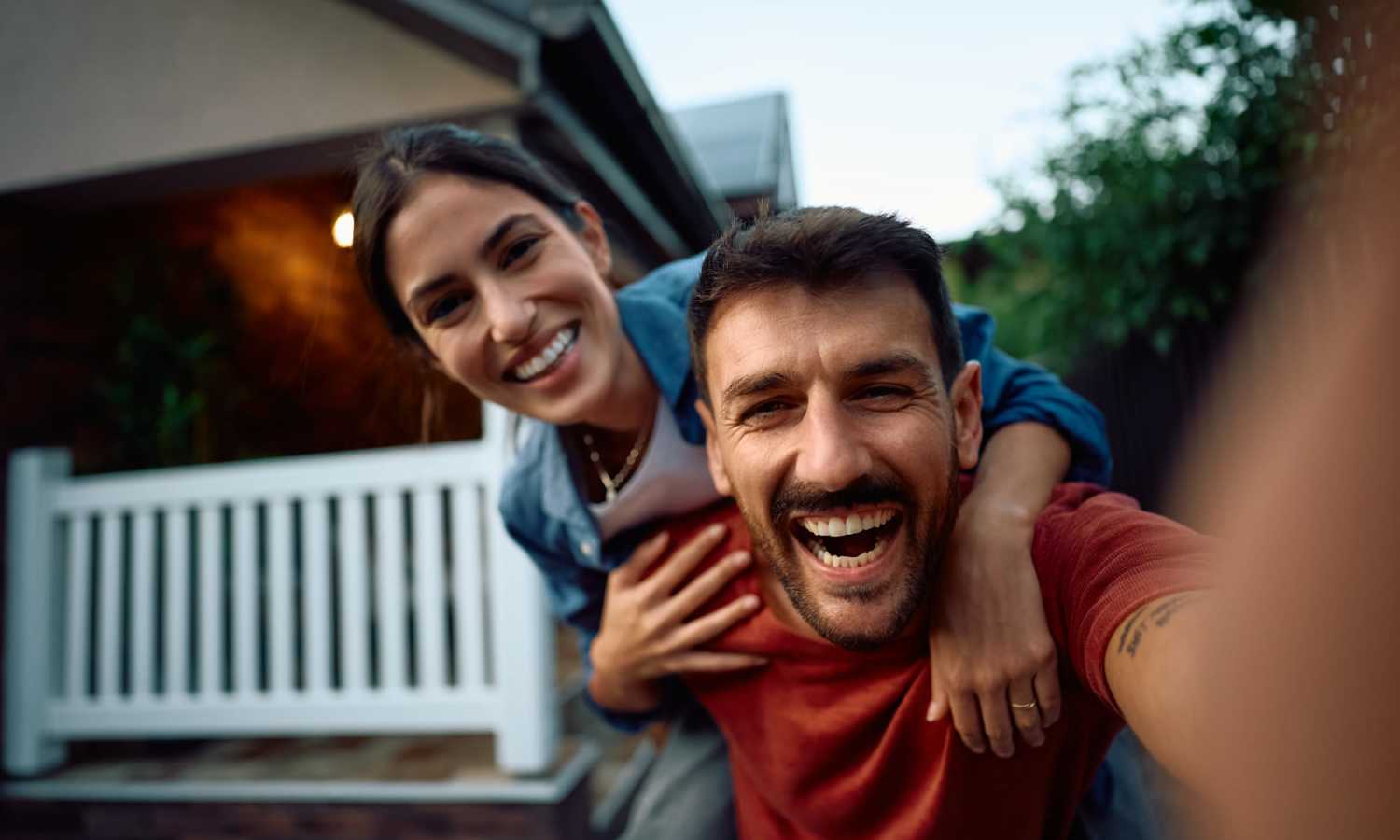 Residents laughing at Pecan Villa Apartments in Houston, Texas