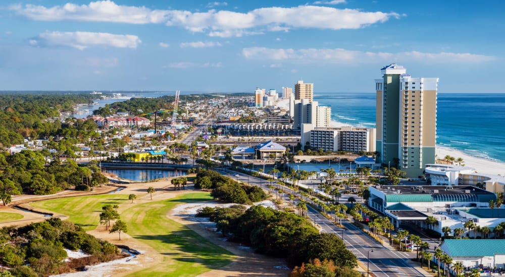 View of city skyline at Bayside Villas in Panama City, Florida
