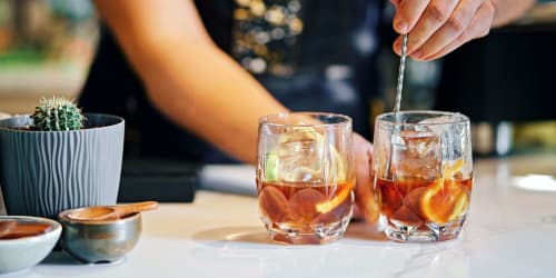 Colorful drinks at a restaurant near Laguna Senior in Los Angeles, California