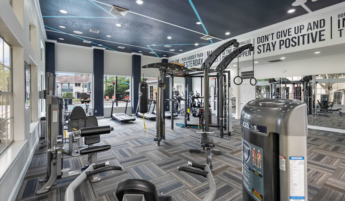 Fitness center with exercise equipment at Country Club Lakes in Jacksonville, Florida
