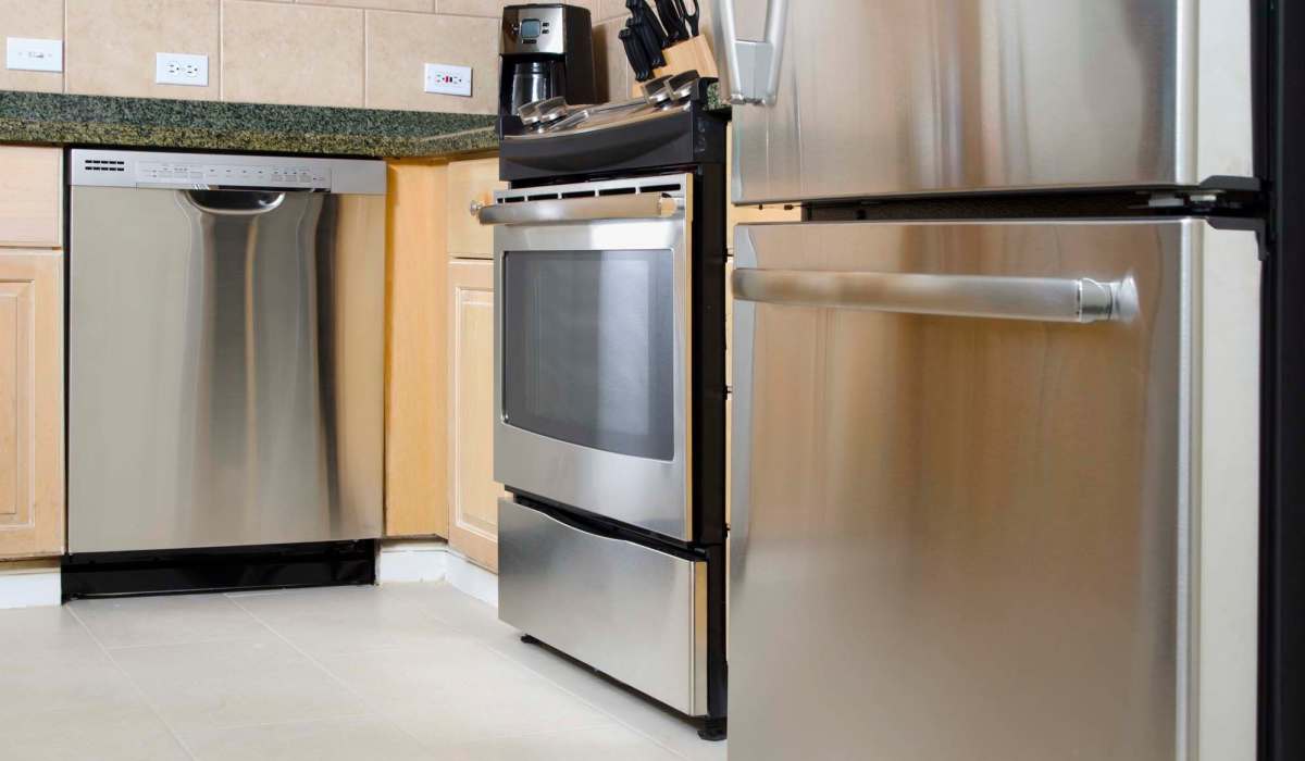 A kitchen with stainless-steel appliances at Southwood Village in Shreveport, Louisiana