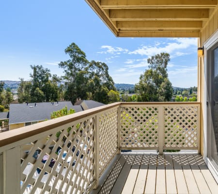 Balcony views at Quail Hill Apartment Homes in Castro Valley, California
