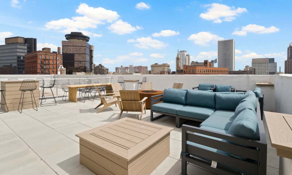 Rooftop lounge at The Edmond in Rochester, New York