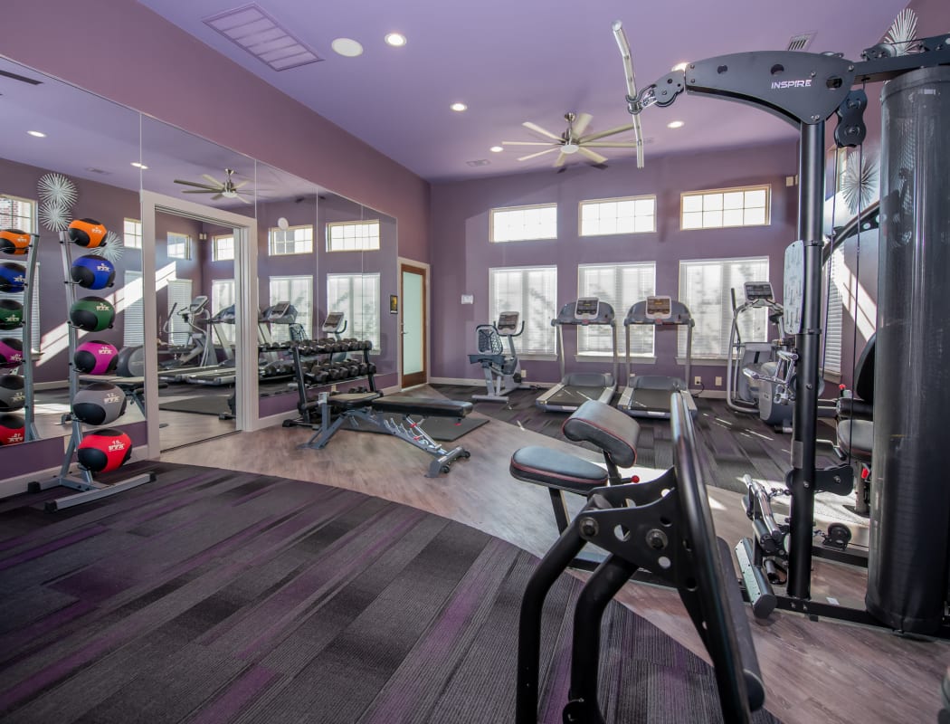 Fitness center for residents use at Portico at Friars Creek Apartments in Temple, Texas