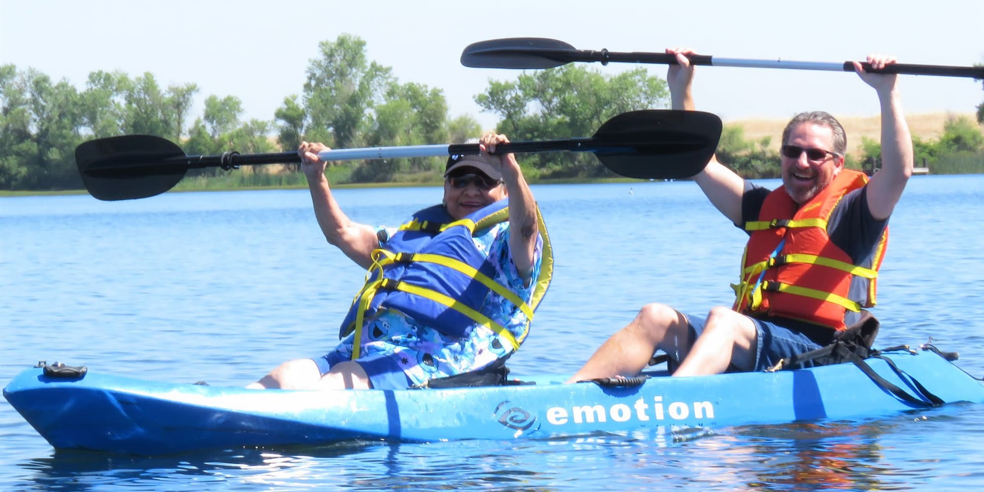 Two residents from Springwood Landing Gracious Retirement Living in Vancouver, Washington kayaking